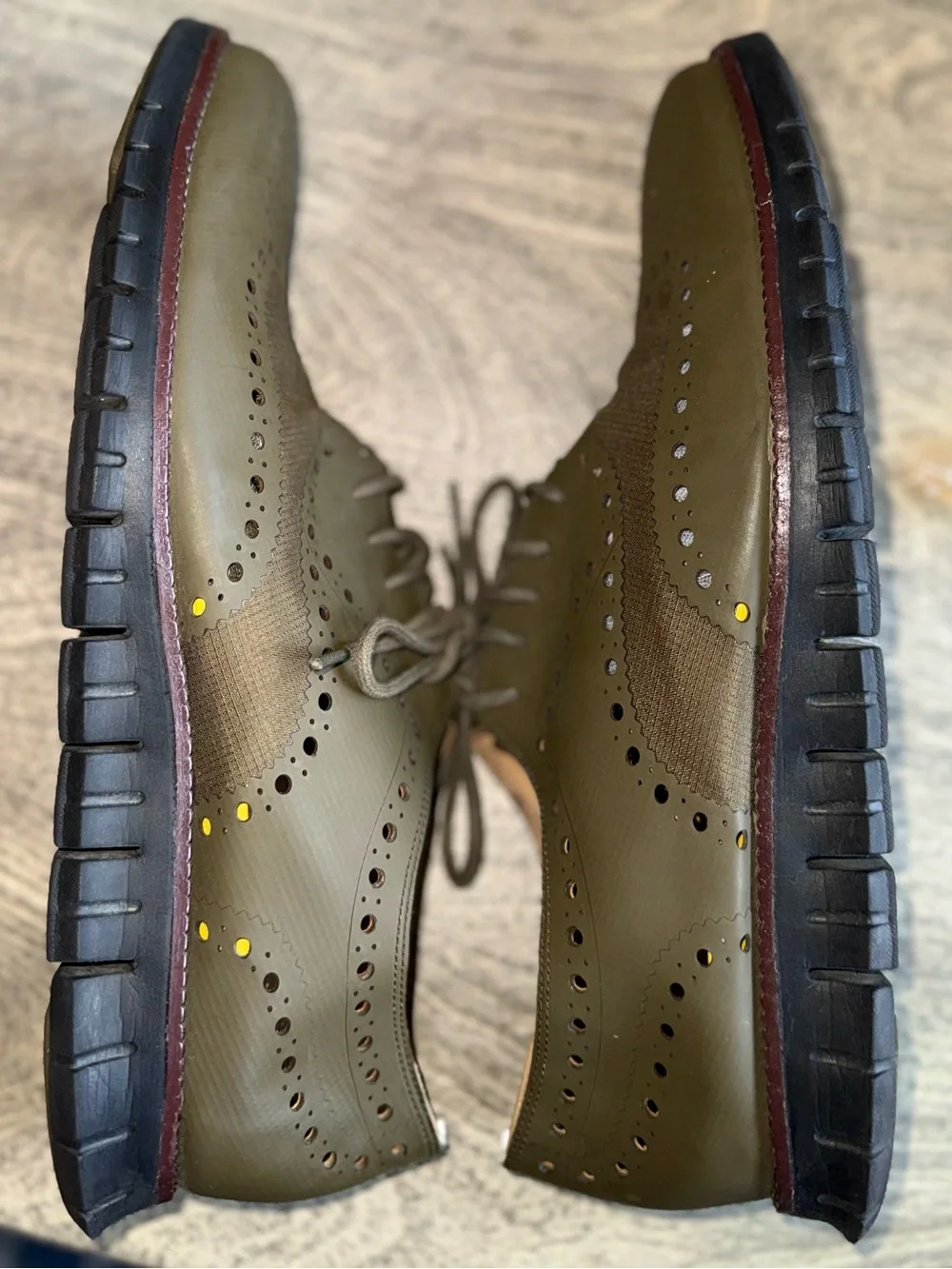 Cole Haan Olive Wingtip Derby Shoes